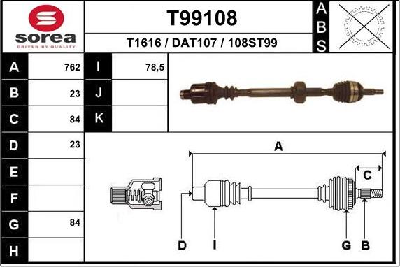 EAI T99108 - Полуоска vvparts.bg