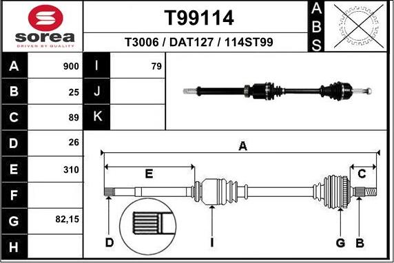 EAI T99114 - Полуоска vvparts.bg