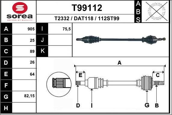 EAI T99112 - Полуоска vvparts.bg