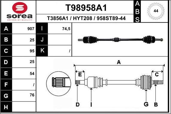 EAI T98958A1 - Полуоска vvparts.bg