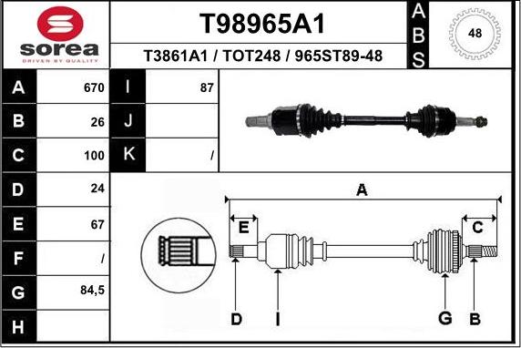 EAI T98965A1 - Полуоска vvparts.bg