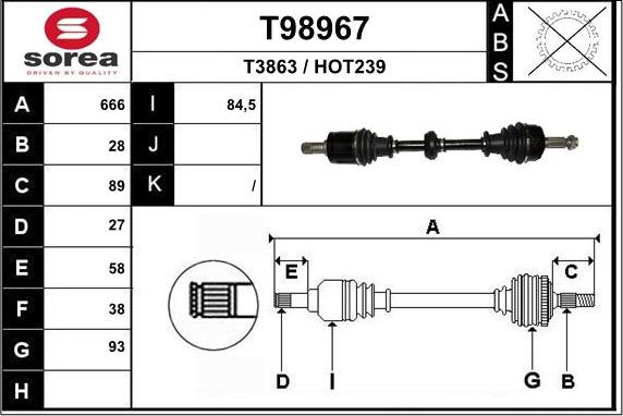 EAI T98967 - Полуоска vvparts.bg