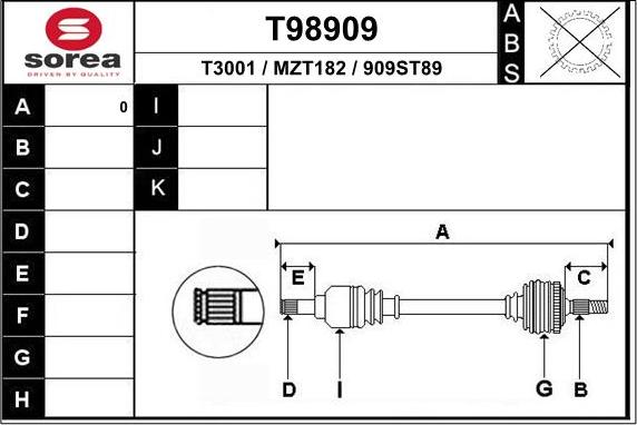 EAI T98909 - Полуоска vvparts.bg