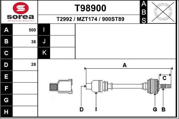 EAI T98900 - Полуоска vvparts.bg