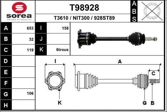 EAI T98928 - Полуоска vvparts.bg