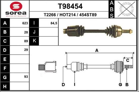 EAI T98454 - Полуоска vvparts.bg