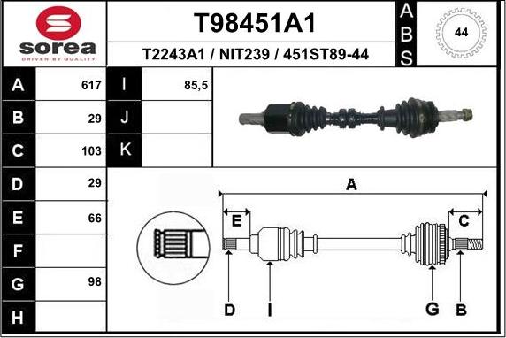 EAI T98451A1 - Полуоска vvparts.bg