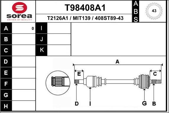 EAI T98408A1 - Полуоска vvparts.bg