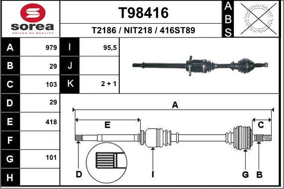 EAI T98416 - Полуоска vvparts.bg