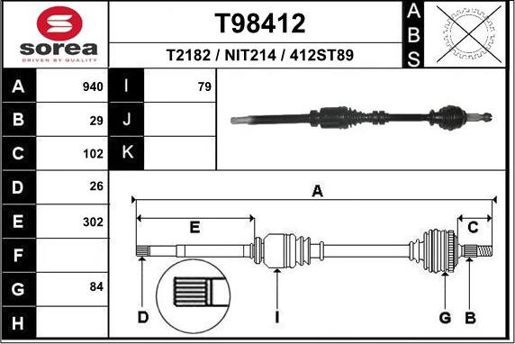 EAI T98412 - Полуоска vvparts.bg