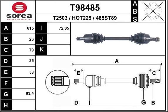 EAI T98485 - Полуоска vvparts.bg