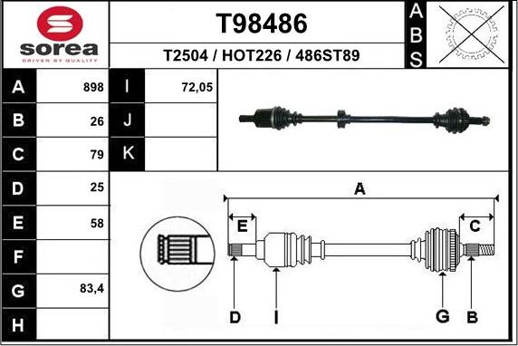 EAI T98486 - Полуоска vvparts.bg