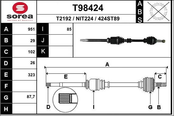 EAI T98424 - Полуоска vvparts.bg