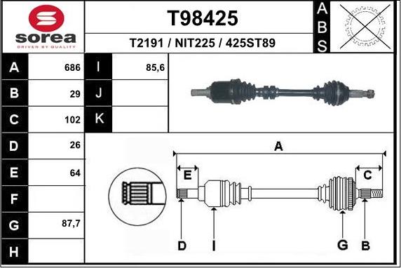 EAI T98425 - Полуоска vvparts.bg