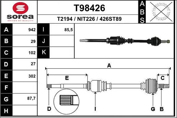 EAI T98426 - Полуоска vvparts.bg