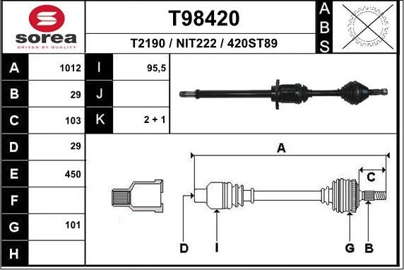 EAI T98420 - Полуоска vvparts.bg