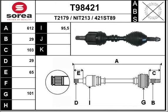 EAI T98421 - Полуоска vvparts.bg