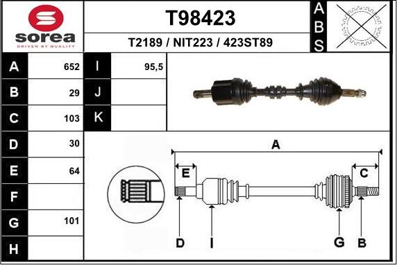 EAI T98423 - Полуоска vvparts.bg