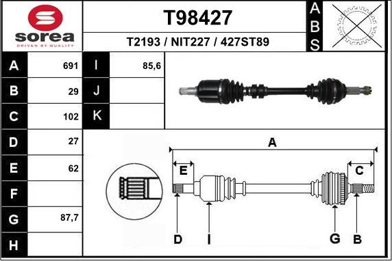 EAI T98427 - Полуоска vvparts.bg