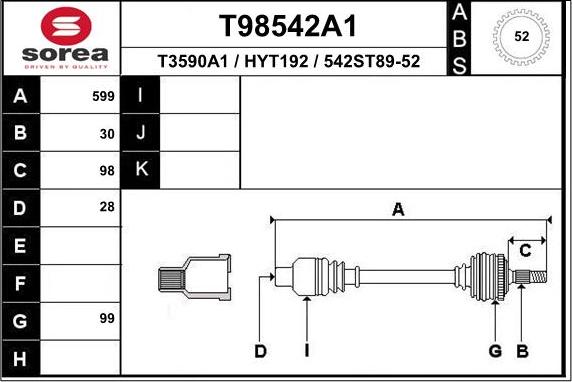 EAI T98542A1 - Полуоска vvparts.bg