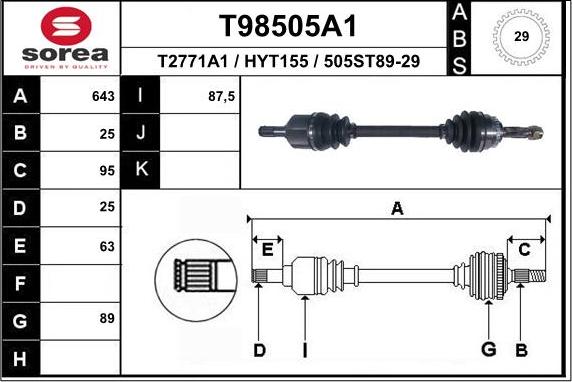 EAI T98505A1 - Полуоска vvparts.bg