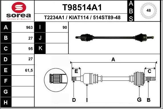 EAI T98514A1 - Полуоска vvparts.bg