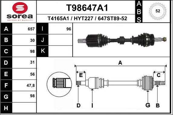 EAI T98647A1 - Полуоска vvparts.bg