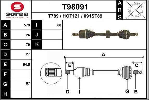 EAI T98091 - Полуоска vvparts.bg