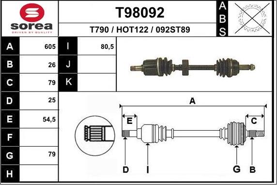 EAI T98092 - Полуоска vvparts.bg