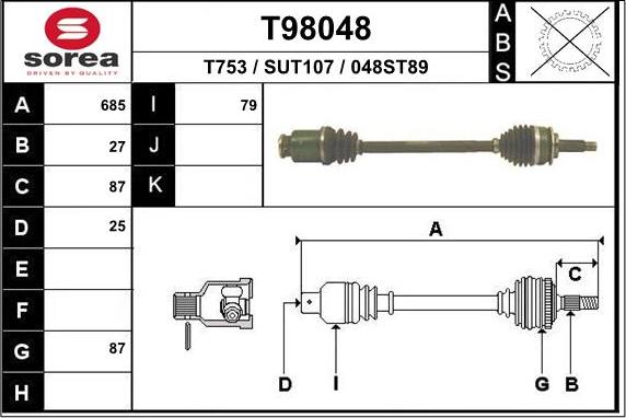 EAI T98048 - Полуоска vvparts.bg