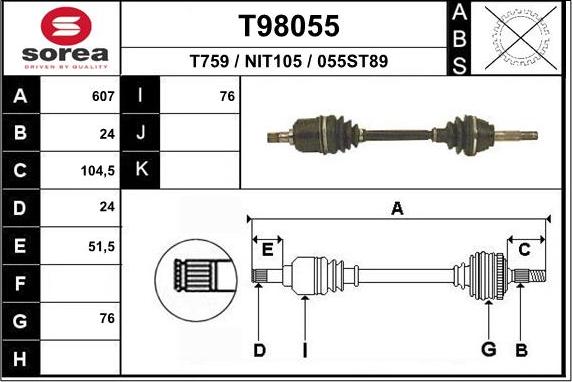 EAI T98055 - Полуоска vvparts.bg