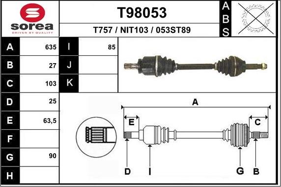 EAI T98053 - Полуоска vvparts.bg