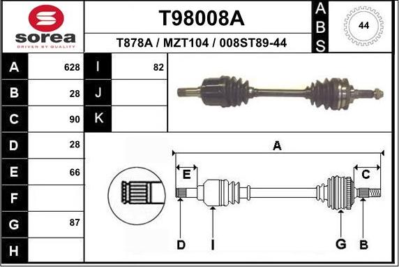 EAI T98008A - Полуоска vvparts.bg