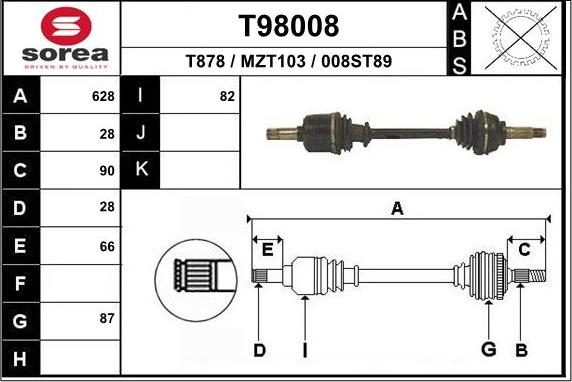 EAI T98008 - Полуоска vvparts.bg