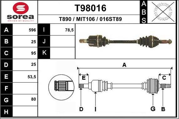 EAI T98016 - Полуоска vvparts.bg