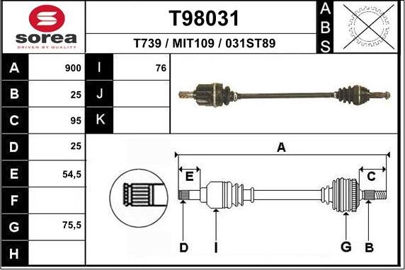 EAI T98031 - Полуоска vvparts.bg