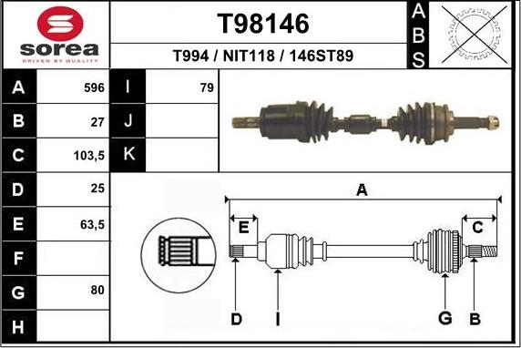 EAI T98146 - Полуоска vvparts.bg