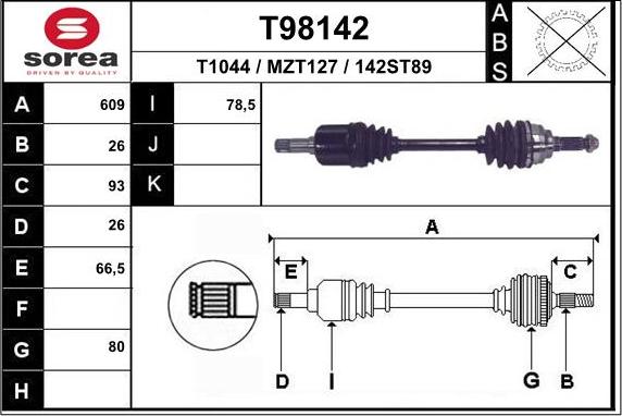 EAI T98142 - Полуоска vvparts.bg