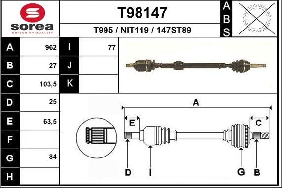 EAI T98147 - Полуоска vvparts.bg