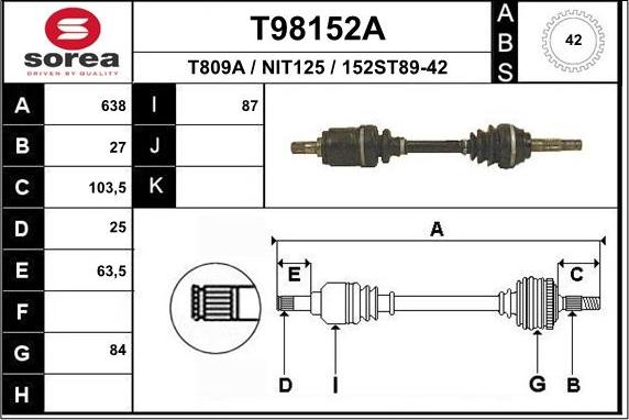 EAI T98152A - Полуоска vvparts.bg