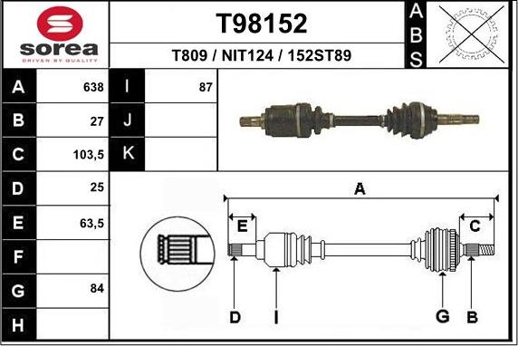 EAI T98152 - Полуоска vvparts.bg