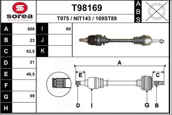 EAI T98169 - Полуоска vvparts.bg