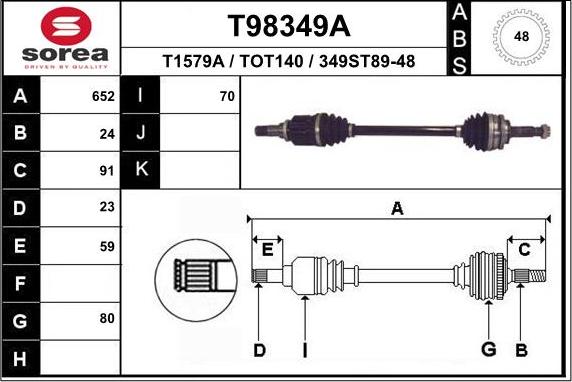 EAI T98349A - Полуоска vvparts.bg