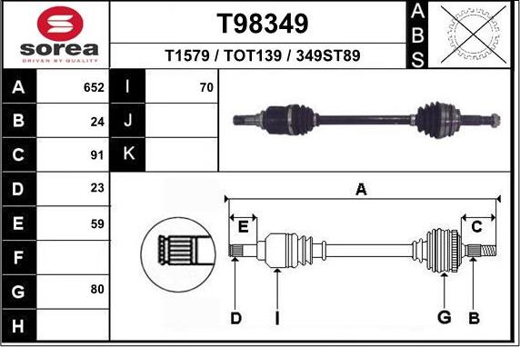 EAI T98349 - Полуоска vvparts.bg