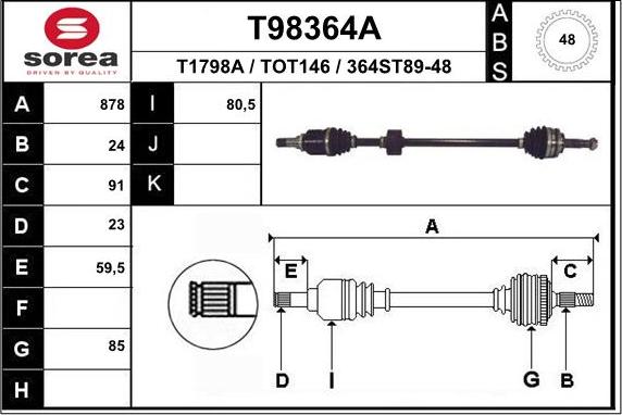 EAI T98364A - Полуоска vvparts.bg