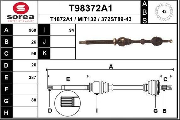 EAI T98372A1 - Полуоска vvparts.bg