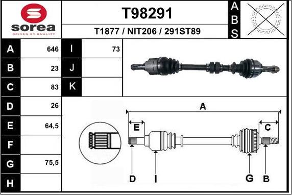 EAI T98291 - Полуоска vvparts.bg