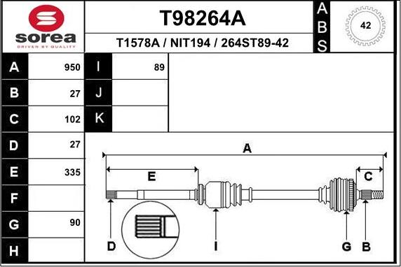 EAI T98264A - Полуоска vvparts.bg