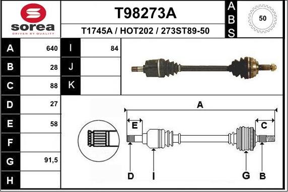 EAI T98273A - Полуоска vvparts.bg