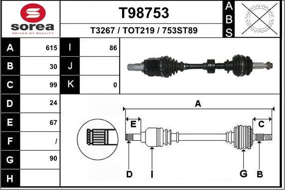 EAI T98753 - Полуоска vvparts.bg